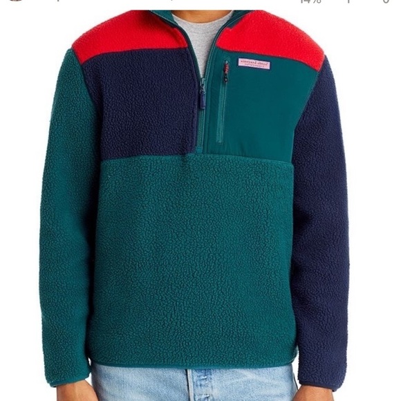 𝅺VINEYARD Vines 1/4 zip Sherpa Pulloversize small